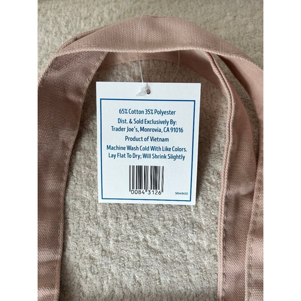 Trader Joe's Beige Striped Mini Canvas Tote Bag NWT - Picture 4 of 6